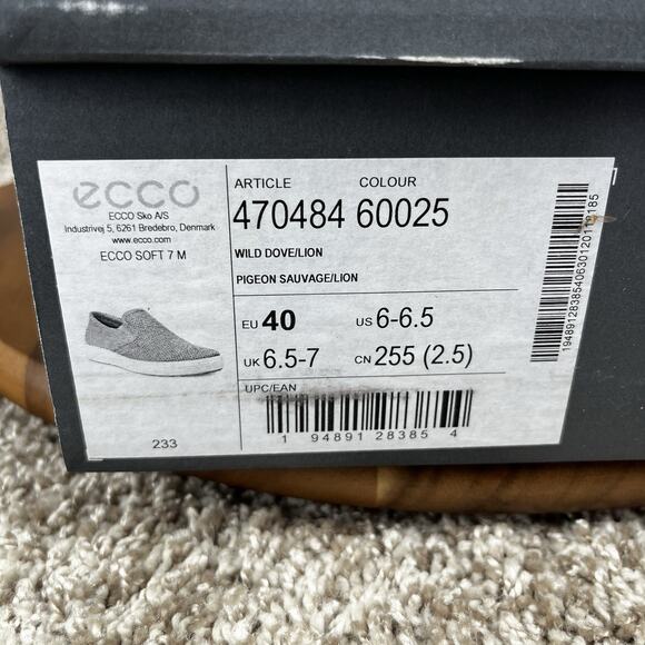 Ecco Soft 7 Perf Slip-on 2.0 Leather Men's UK 40 / US 6-6.5 Sneaker Shoes Gray - Picture 11 of 12